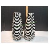 (2) Zebra Print Home Dï¿½cor Ceramic Vases