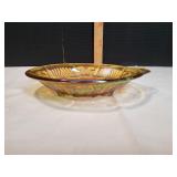 Indiana Amber Carnival Glass Killarney Relish