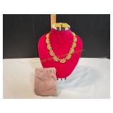Heavy Gold-Tone Necklace w/ Matching Earrings