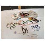 Small Glass Trinket Box w/ Jewelry