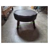 Vtg Leather Foot Stool