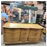 Vtg MCM 9-Drawer Dresser w/ Mirror