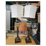 30" Gunmetal Table Lamps w/ Glass Founts