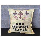 Handcrafted God Answers Prayers Throw Pillow