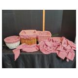 (4) Wicker Baskets w/ Pottery Barn Covers & More