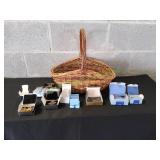 Lot of Avon Jewelry in Wicker Basket