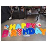 Outside Happy Birthday Yard Art