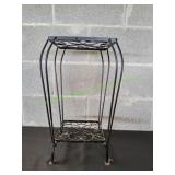 Black Wrought Iron 2-Tier Plant Stand