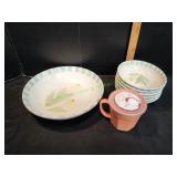 Avon Hand Painted Salad Bowl Set w/ Soup Mug