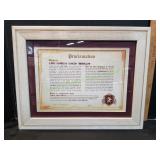 Framed Proclamation