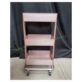 3-Tier Metallic Rose Gold Rolling Cart