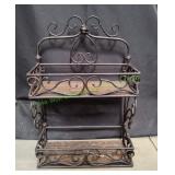 2-Tier Wrought Iron Wall Mounted Ornate Rack
