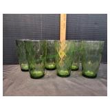 (6)Hazel Atlas El Dorado Avocado Green Tumblers