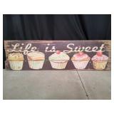 59x16.5 Life Is Sweet Wooden Wall Art