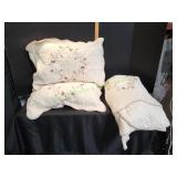 Rose Embroidered 3pc Quilt Set, Queen Size