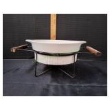 Vtg Wear-Ever Cerama Casserole Dish w/ Stand