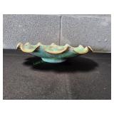 Rustic Mottled Turquoise Pottery Dish