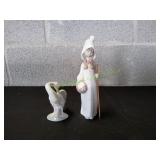 Lladro Shepherdess Girl w/ Basket & Little Duck