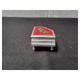 Vtg Small Metal Piano Trinket Box