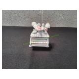 Vtg Ceramic Doves Perched on Piano Trinket Box