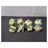 (4) Vtg Porcelain Musician Frog Figurines