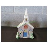 1990 Lighted Ceramic Christmas Village Church