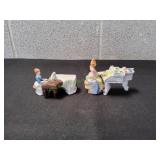 (2) Vtg Victorian Style Ladies Playing Piano