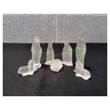Vtg Elegant Frosted Crystal Glass Nativity Set