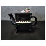 Vtg Ceramic Mini Black Piano Teapot