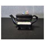 Vtg Ceramic Mini Black Piano Teapot