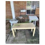 (6) Metal, Wood, Plastic Outdoor Tables
