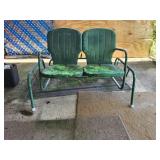 Vtg Outdoor Metal Tulip Double Glider Patio Chair