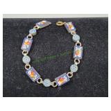 Vtg Micro Mosaic Floral Bracelet