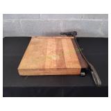 Vtg Wood Guillotine Style Paper Cutter