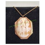 Vtg 24' The Three Graces Cameo Necklace
