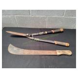 Vtg Machete w/ Fiskars Hedge Shears