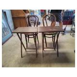 (2) Bentwood Bistro Chairs w/ (2) TV Trays