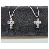 (2) 18' Swarovski Crystal Cross Pendants