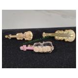 (3) Vtg Violin Brooches