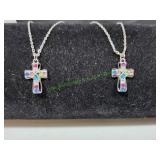 (2) 18' Swarovski Crystal Cross Pendants