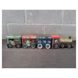 4pc Santa's Railroad Train Tin Set