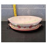 Temptations Old World Cranberry Oval Casserole Set