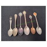 (6) Vtg Souvenir Spoons