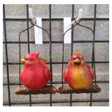 (2) Decorative Perched Red Cardinal Figurines