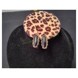 Vtg Black Ornate Clip-On Earrings