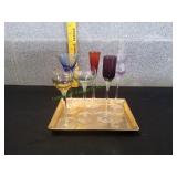 (6) Tealight Stemmed Candle Holders On Tray