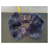 Vtg Blue Faux Fur Collar / Neck Wrap Stole