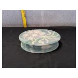 Vtg Blue Marbel Incolay Stone Trinket Box