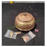 Vtg Musical Powder Jar w/ Pins