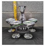 Vtg Silver-Plated Glasses w/ Matching Decanter